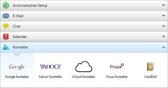 Screenshot: Kontenunterstützung des eM Client