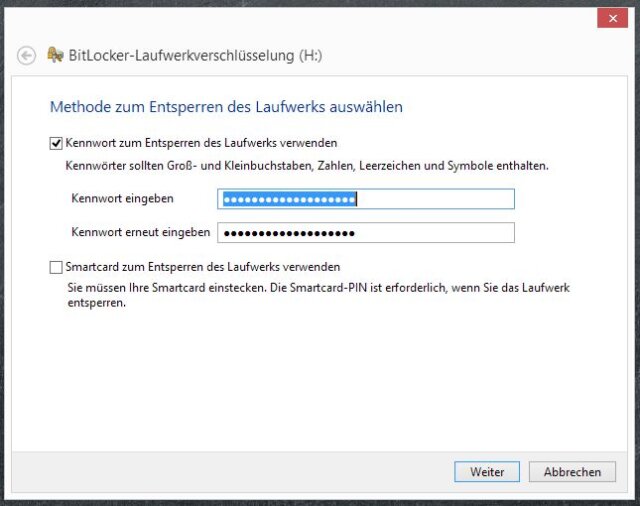 Bitlocker einrichten: Ein sicheres Passwort wählen