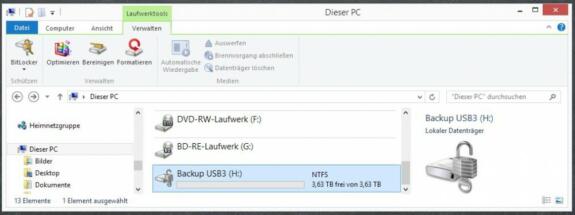 Bitlocker einrichten: Die per Bitlocker gesperrte Festplatte im Windows Explorer