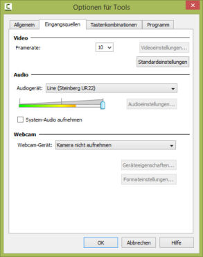 Camtasia Studio 8 - Recorder-Optionen