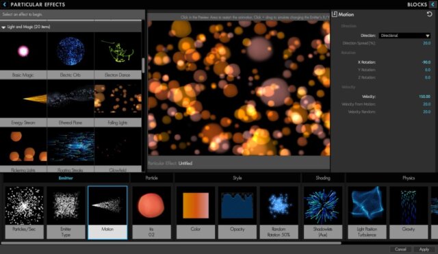 Trapcode Suite 13: Eine intuitive Benutzeroberfläche soll es Anwendern auf einfache Art und Weise ermöglichen, animierte Partikeleffekte zu erstellen.