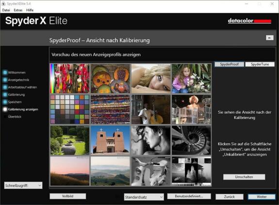 SpyderX Elite: Vorher-Nachher-Vergleich nach erfolgter Kalibrierung