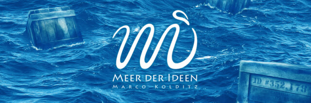 Grafikdesign: MEER DER IDEEN Logo auf Hintergrund