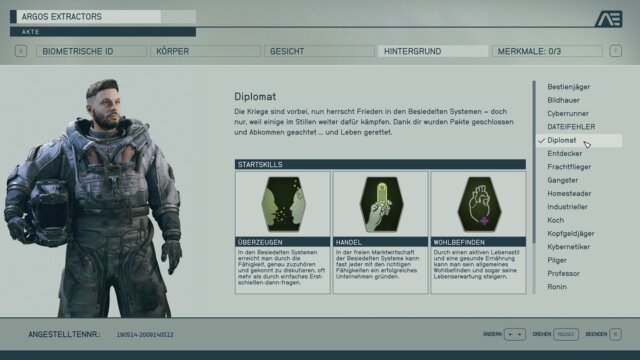 Die Charakter-Erstellung im Spiel