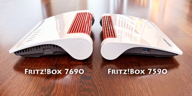 Fritzbox 7690 und 7590 im Vergleich: Das neue Modell ist deutlich dicker und generell größer